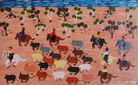 Nancy Mcdinny, Mustering Cattle Back to Station, 2011