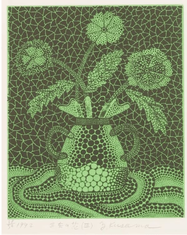 Yayoi Kusama, Three Flowers (III) Green, 1992