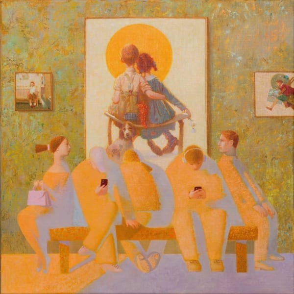 Anna Berezovskaya Meeting at Norman Rockwell's, 2025 Oil on canvas 60h x 60w cm