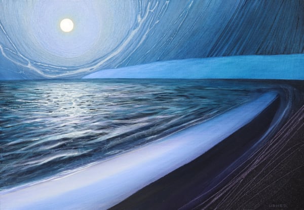 Peter Usher Spellbound - Full Moon, Yallingup Bay, 2023 Acrylic & oil on linen 70 x 100 cm 27 1/2 x 39 3/8 in