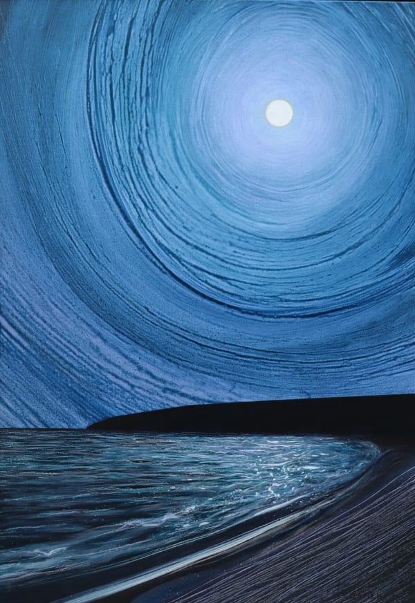 Peter Usher Full Moon over Yallingup Bay, 2023 Oil & Acrylic on linen 100 x 70 cm 39 3/8 x 27 1/2 in