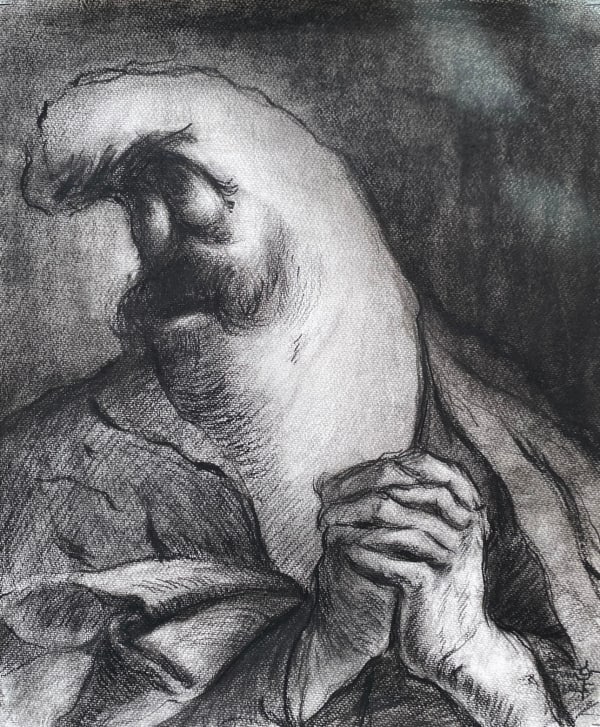 David Ngaji Piety, 2025 Charcoal on Paper 18 x 15 in 45.7 x 38.1 cm