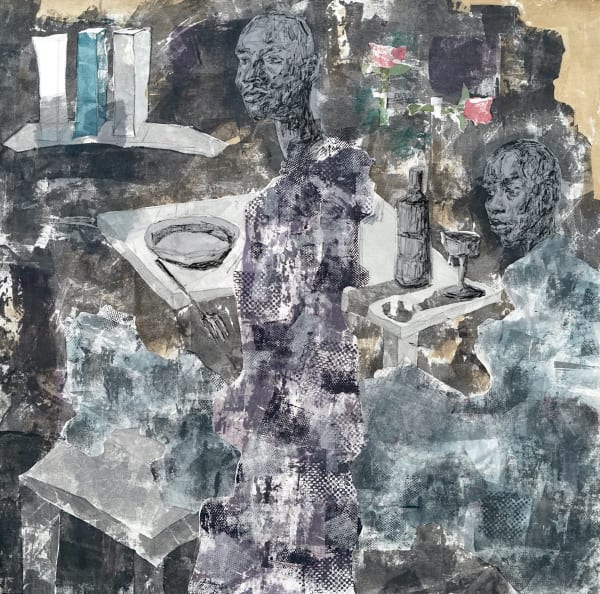 Kaleab Abate Nothing to commemorate, 2023 Mixed Media on Canvas 100 cm x 100 cm