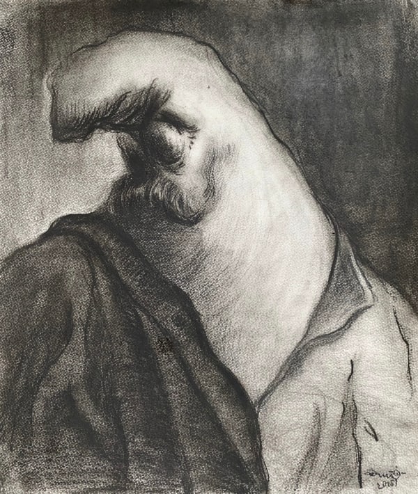 David Ngaji Vanquisher II, 2025 Charcoal on Paper 15 x 18 in 38.1 x 45.7 cm