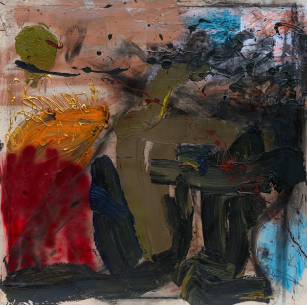 Josiah C Josiah A Perfect Evening, 2024 Acrylic, Spray Paint, Chalk, Crayon, Charocal and Paper on Canvas 35 83/100 x 35 83/100 in 91 x 91 cm