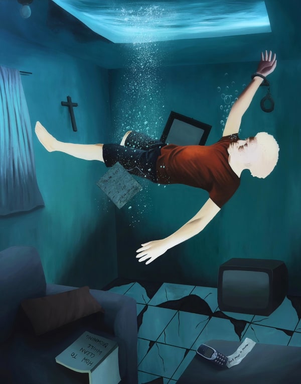 David Otaru Drowning, 2024 Acrylic on Canvas 60 x 48 in 152.4 x 121.9 cm