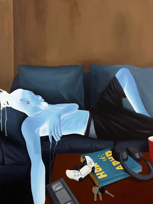 David Otaru A cup of snooze, 2024 Acrylic on Canvas 48 x 36 in 121.9 x 91.4 cm