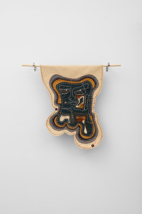 Elfreda Fakoya Seeds of Resilience, 2024 Leather, cotton and PVC 28x21.5 in. 71x54.5 cm.