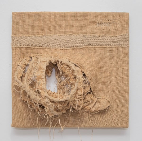 Tshepo Sizwe Phokojoe Untitled I, 2024 Hessian cloth and thread 18 11/100 x 17 18/25 x 9 21/25 in 46 x 45 x 25 cm