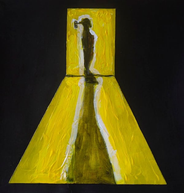Jonathan Chambalin Mustard Bath, 2024 Collaged Paper and Acrylic 11 81/100 x 11 81/100 in 30 x 30 cm