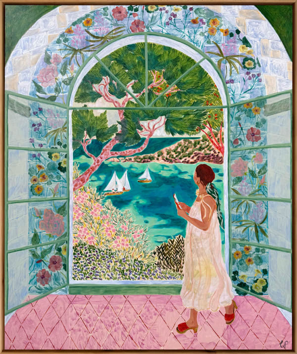 Camilla Perkins, Boats Sail by on Turquoise Waters, 2025