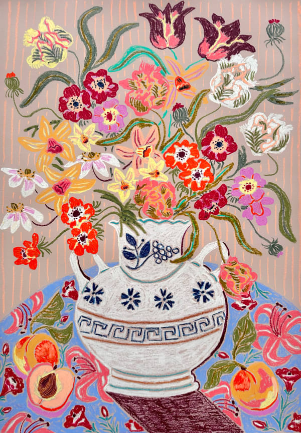 Camilla Perkins, Studio Flowers with Anemones and Apricots, 2024