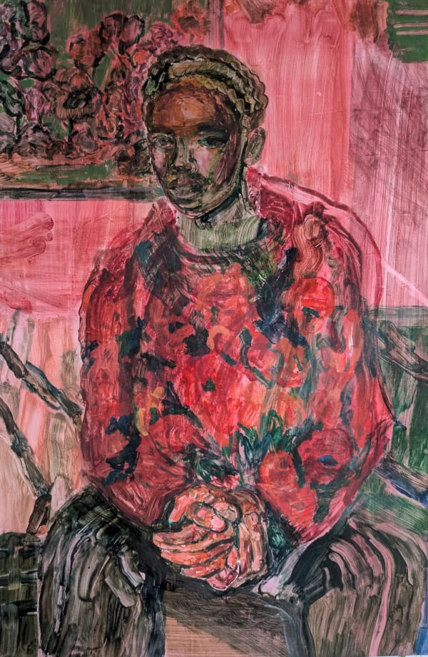Martha Zmpounou, Man in Floral Jumper, 2025
