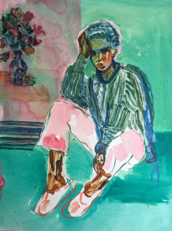 Martha Zmpounou, Woman with Flowers, 2024