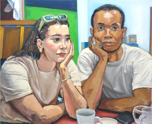 Thibaut Bouedjoro-Camus Thalia & Adrien , 2022 Tempera and oil on canvas 56 x 61 cm 22 x 24 in