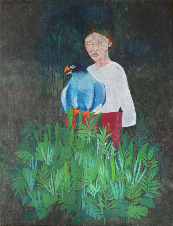 Cécile Duchêne Malissin L’ affaitage , 2021 Acrylic and paper on streched canvas 89 x 116 cm 35 x 45 5/8 in