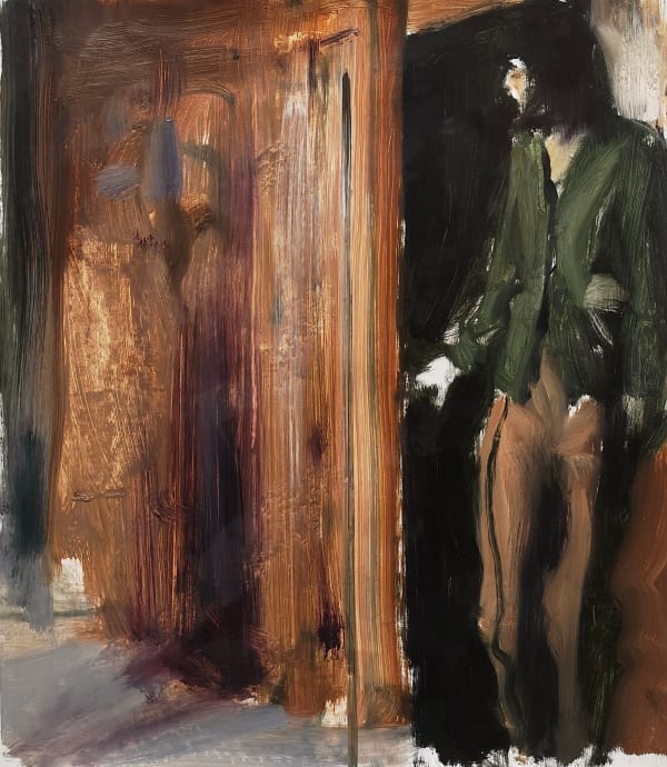 Botond Gagyi Two steps in the Future, 2023 Oil on paper 37 x 32 cm 14 5/8 x 12 5/8 in