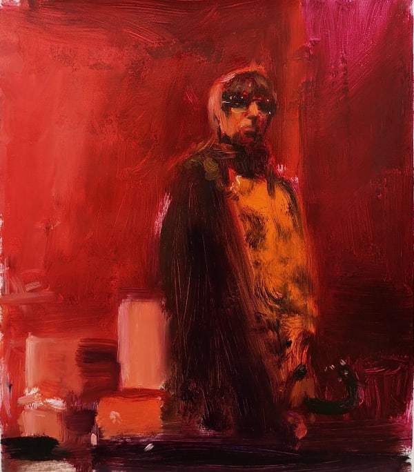 Botond Gagyi Gleaming Arlechin, 2023 Oil on paper 37 x 32 cm 14 5/8 x 12 5/8 in