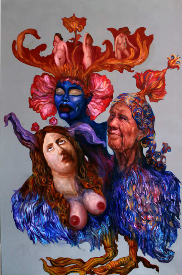 Dimitra Bouritsa Strange bird , 2022 Oil and oil pastels on canvas 150 x 100 cm 59 x 39 3/8 in
