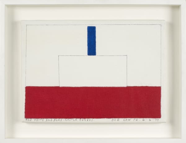 Bob LAW Red White and Blue Castle CCLXXI 4.4.99, 1999 acrylic and pencil on canvas 25.4 x 35.6 cm 10 x 14 in