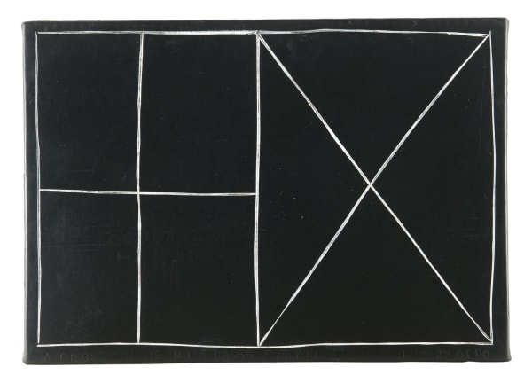 Bob LAW A Cross for Me and a Cross for You 2.01.00, 2003 Coach paint on canvas 25.5 x 35.5 cm