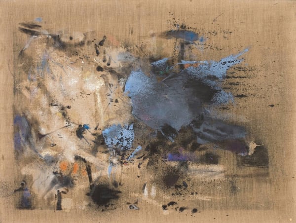 John LATHAM Untitled, 1955 spray paint and emulsion on unprimed canvas 76 x 101 cm 29.9 x 39.8 in