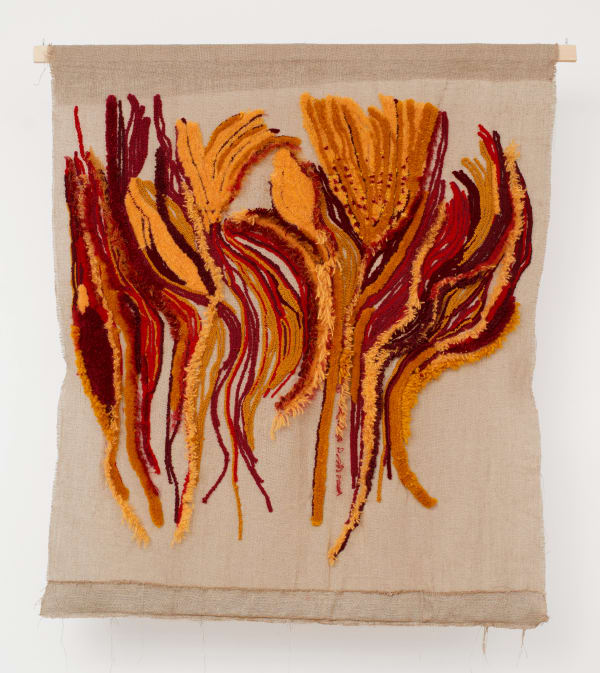 Erin MANNING Tactile Series I (Linen), 7, 2021 Linen cloth, silk, wool and cotton yarn 166 x 142 cm