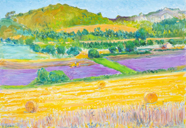 FREDERICK GORE CBE RA (1913 – 2009), Harvest Field and Lavender, 2001