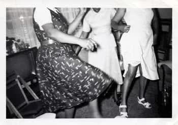 ENLARGEMENT REPRINT Vernacular, Untitled (Dealer title: "Let's Dance, 1950's" - three women dancing - head and shoulders cropped out of top of frame)