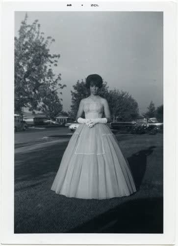 ENLARGEMENT REPRINT Vernacular, Untitled (Young woman poses in a prom dress, fashion, glamour), 1964