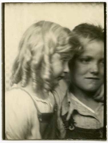 ENLARGEMENT REPRINT Vernacular, Untitled (Photobooth portrait, young boy and girl, youth, childhood)