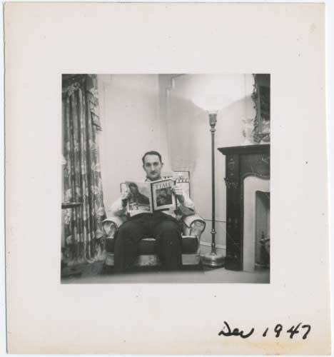 ENLARGEMENT REPRINT Vernacular, Untitled [Interior. Man sitting reading Time magazine], 1947