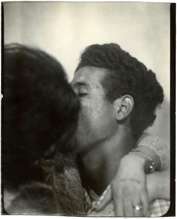 ENLARGEMENT REPRINT Vernacular, Untitled (Photobooth portrait, young couple kissing, romance, relationships)