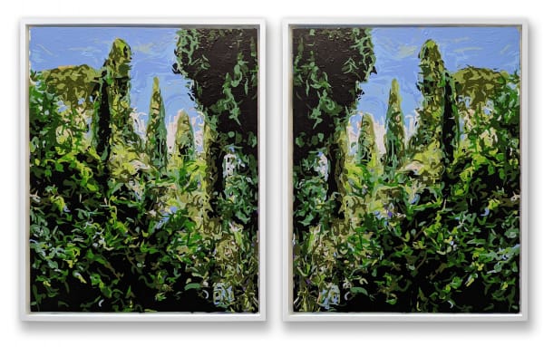 Rob and Nick Carter, View from the Bar, La Colombe d’Or Robot Painting Diptych - Painting time: 31:39:53 - Stroke count: 10,564, 4 - 8 August 2022