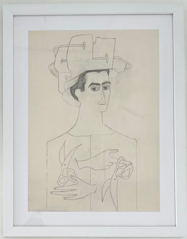 Cundo Bermúdez, Untitled (man with scissors), Circa 1995