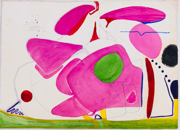 Maybelle Stamper, Untitled Study (with handwritten poems in compositional form, throughout both front and reverse of painting), Circa 1940s