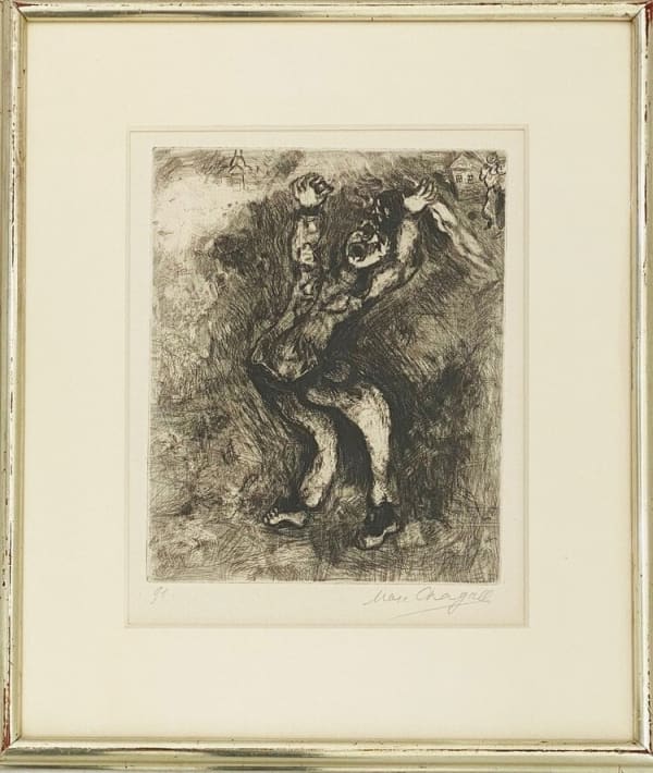 Marc Chagall - Le fou qui vend la sagesse (#91) from Jean De La Fontaine Fables, 1927-1930