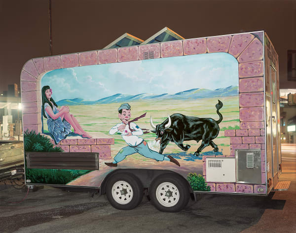 Jim Dow, Rear of Taco Truck “El Chato” with mural of Cantinflas, Miracle Mile, Los Angeles, CA, 2008