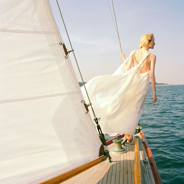 Rodney Smith, Edythe Standing on Edge of Sailboat, Larchmont, New York, 2011