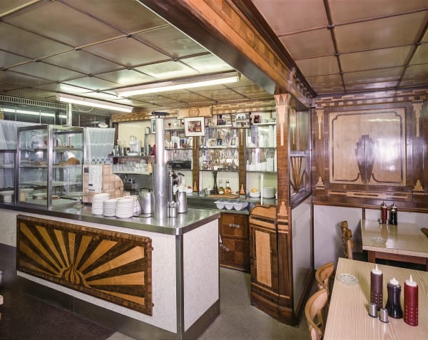 Jim Dow, Interior of E. Pellicci’s café from rear, Bethnal Green, Tower Hamlets, London, England, 1993