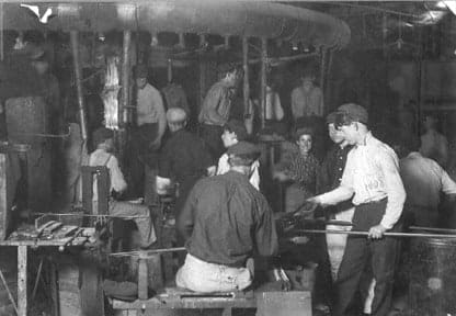 Lewis Wickes Hine, Millville, NJ, November, 1909 Nightshift in Wheaton Glass Works (1008)