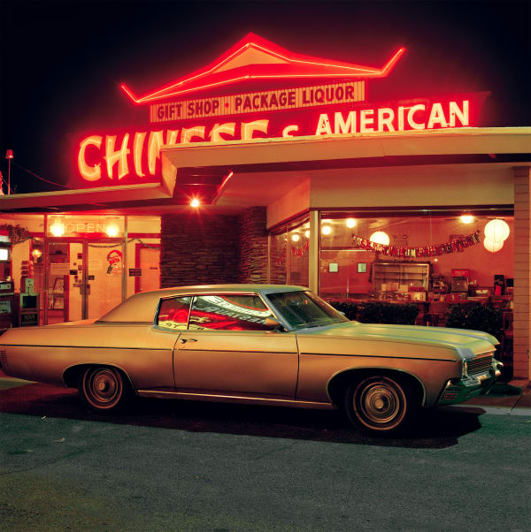 Jeff Brouws, Chinese with Impala, Winslow, Arizona, 1991