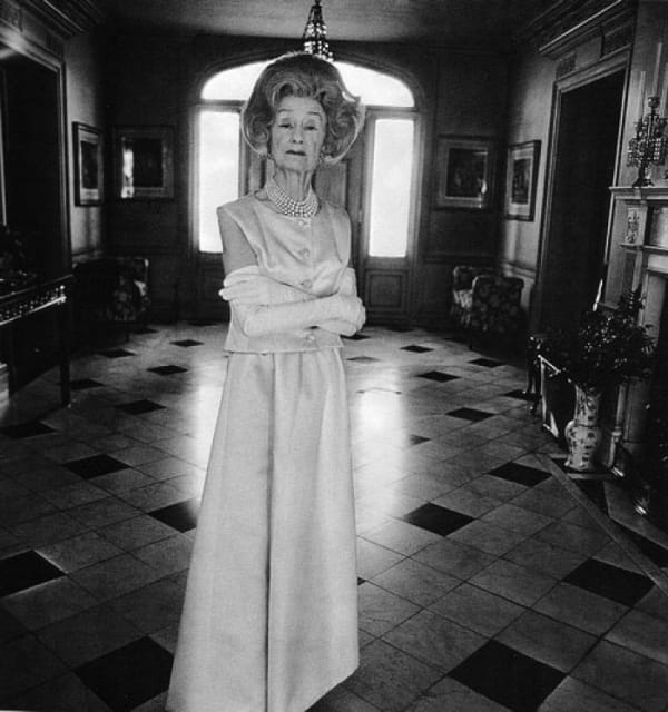 Diane Arbus, Mrs. T. Charlton Henry in an evening gown, Philadelphia, PA, 1965/later print