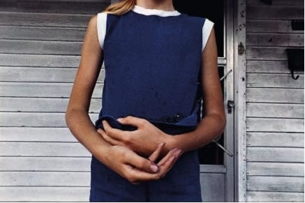Mark Cohen, Blueberry dye dress, porch, hands- SOLD OUT