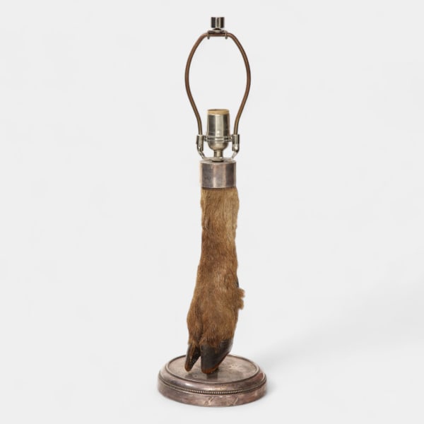 Table Lamp with Deer Hoof on Nickel Base