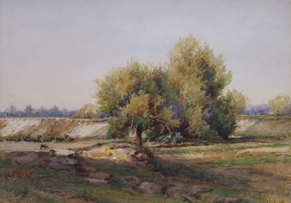 Joseph Rolph, Cattle Watering on River Bed, 1914
