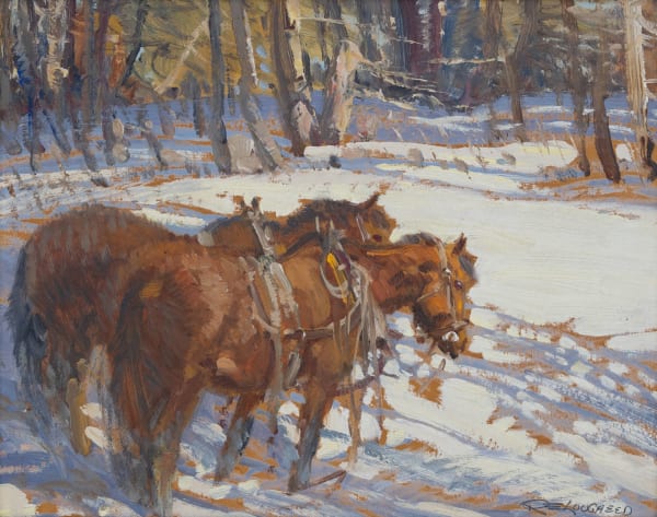 Robert Elmer Lougheed, Logging Team, Near Lachute, Quebec, c 1950