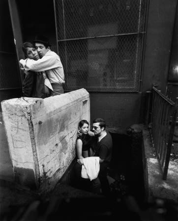 Bruce Davidson, Untitled [Guys Posing with Girlfriends on Front Stoop], East 100th Street, 1966