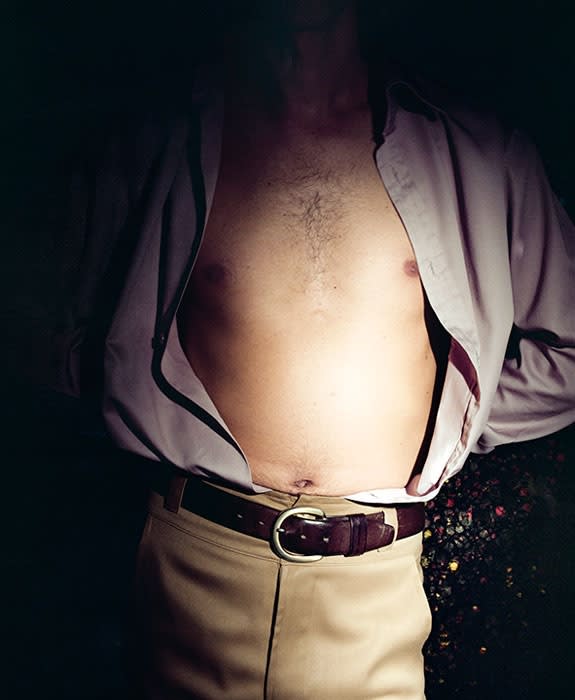 Jo Ann Callis, Untitled [Male Torso open shirt], From Early Color Portfolio, Circa 1976