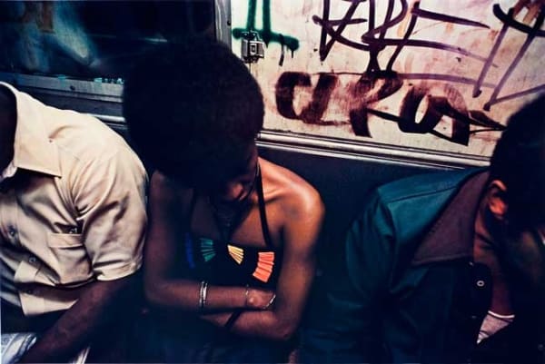 Bruce Davidson, Untitled, Subway, New York, [woman folded arms], early 1980s